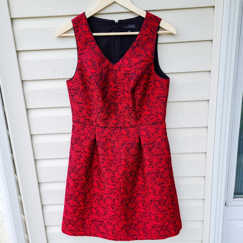 ➕skater dress➕Brocade Lace Red & Black dress